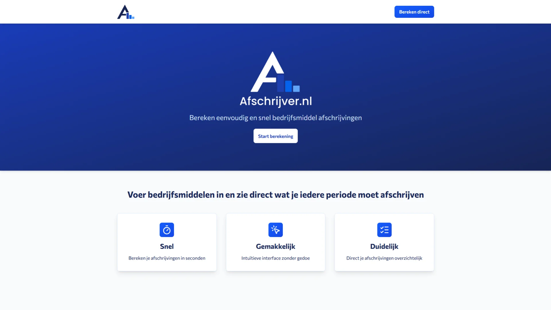Afschrijver.nl website op desktop