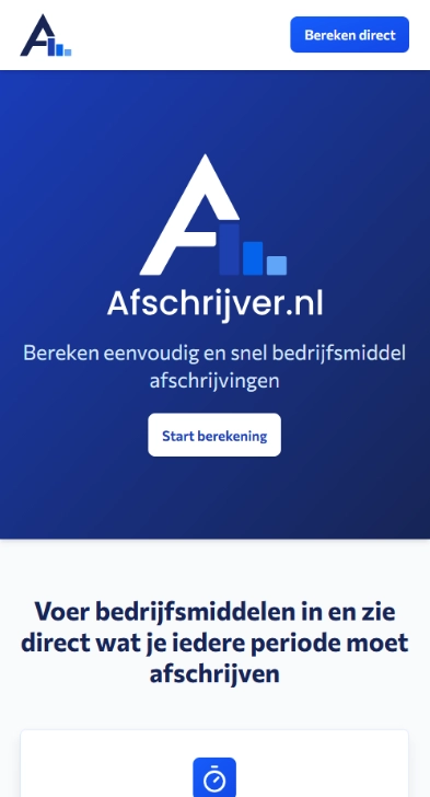 Afschrijver.nl website op mobiel