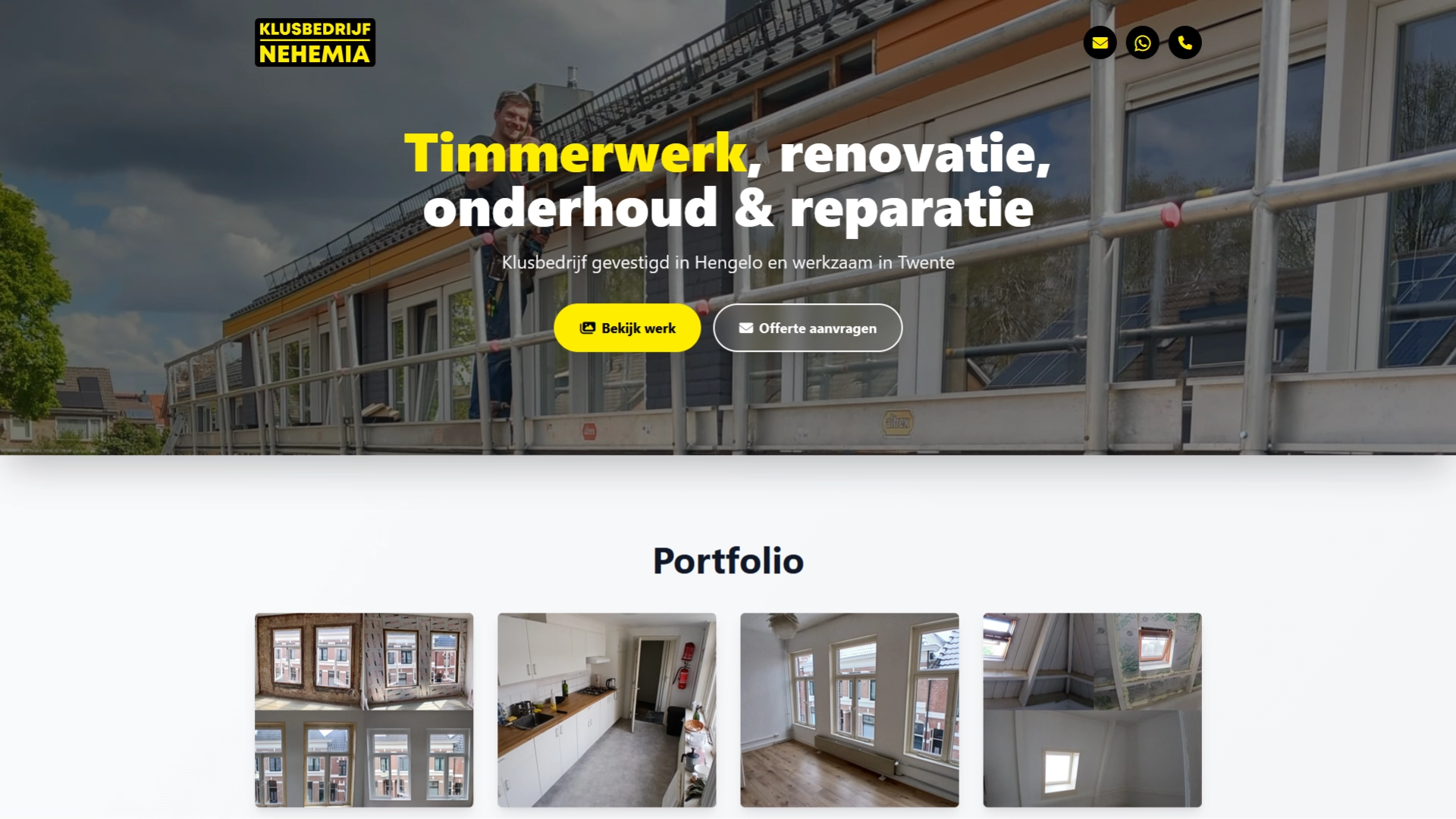 Klusbedrijf Nehemia website op desktop